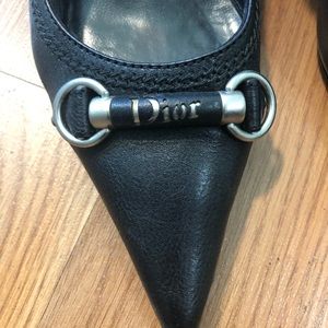 Authentic Dior Black Leather LOGO Shoes 37